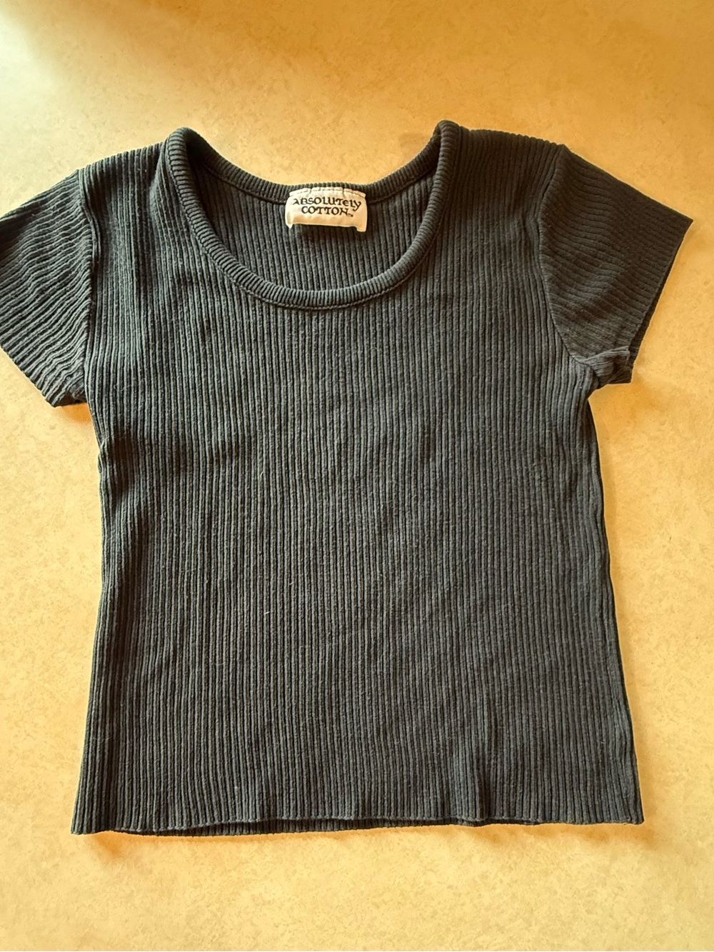 Vintage Absolutely Cotton Ribbed Short Sleeve Tee in Charcoal Gray